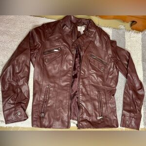 Jou Jou Maroon Leather Jacket